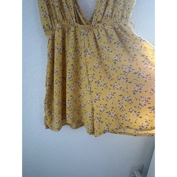 American Eagle Floral Wrap Romper Yellow S Lover Eras Tour Outfit Fairy READ - Picture 5 of 11